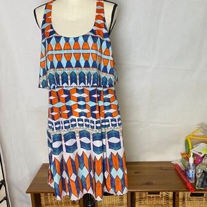 Jessica Simpson Sleeveless Dress Orange Blue 12